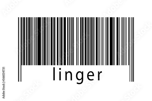 Foto Barcode on white background with inscription linger below