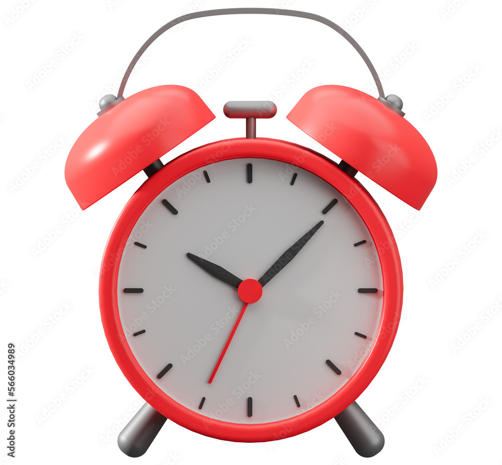 Red alarm clock 3d illustration front view Red alarm clock 3d illustration front view