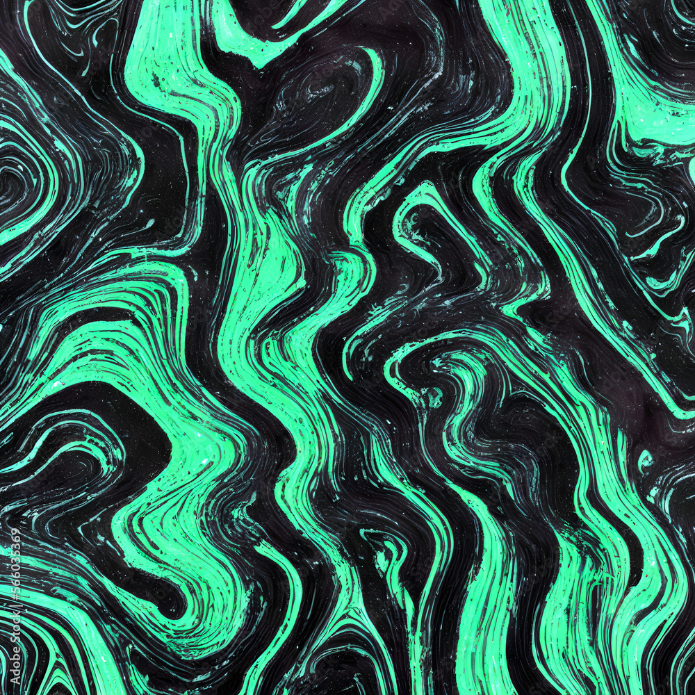Obraz premium High-Resolution Image of a Green and Black Abstract Fluid Paint Background, Perfect for Adding a Touch of Dynamic Energy to any Design or Wallpaper, Ideal for Adding a Pop of Color and Movement