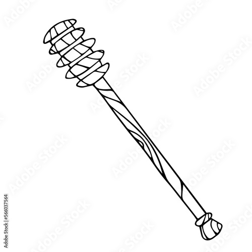 Linear sketch of a spoon-spindle.Vector graphics.