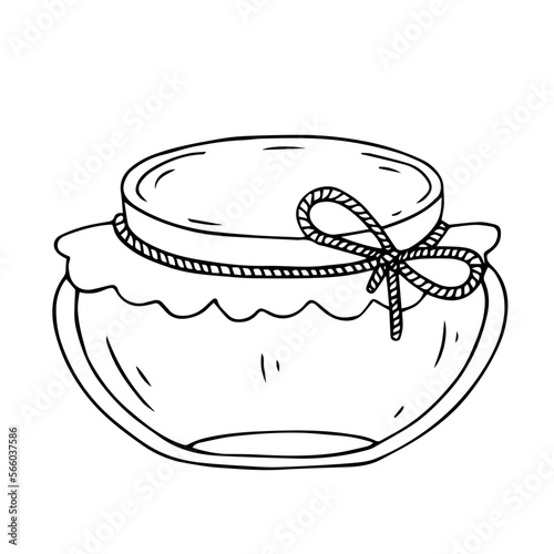 Jar of honey linear sketch .Vector graphics.