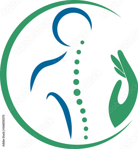 Hand und Person, Wirbelsäule, Orthopädie und Physiotherapie Logo