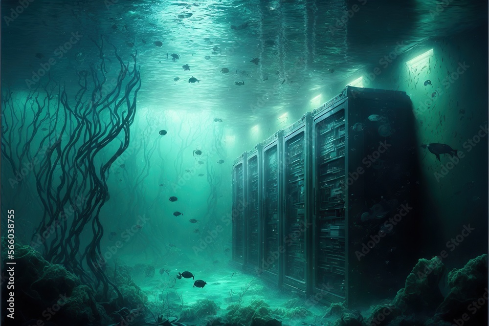Underwater server room, concept of server cooling, DeepSea Diving and