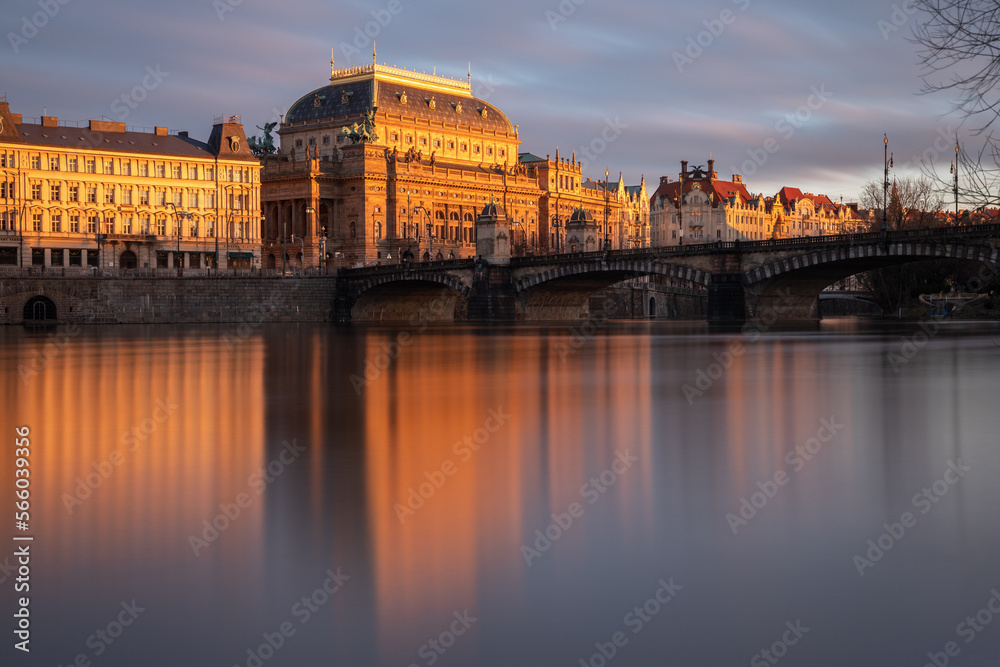 Naklejka premium The National Theater in Prague at sunset