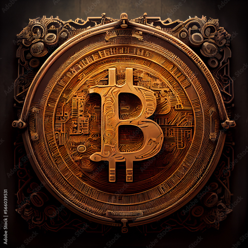 Physical bitcoin coin vintage BTC cryptocurrency money 3D illustration