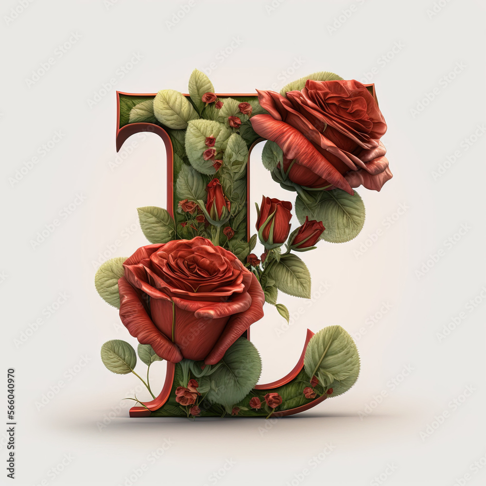 Roses Alphabet - Letter T (Generative AI Art) Stock Illustration ...