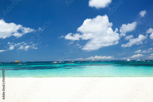Fototapeta Naklejka Na Ścianę i Meble -  Pristine beach with white sand and turquoise tropical sea. Travel destination