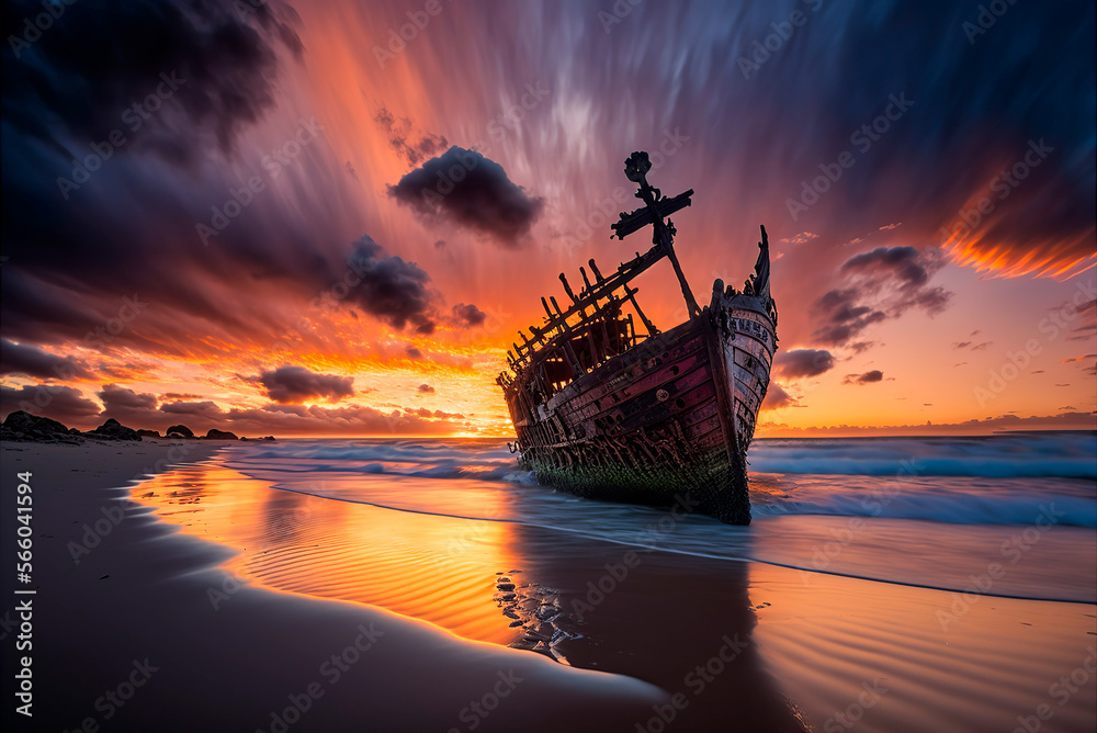 Shipwreck at Golden Hour