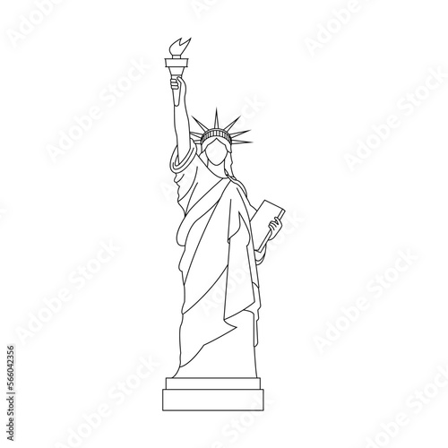 Statue of Liberty outline icon. New York City line logo or symbol. USA landmark. Vector illustration.