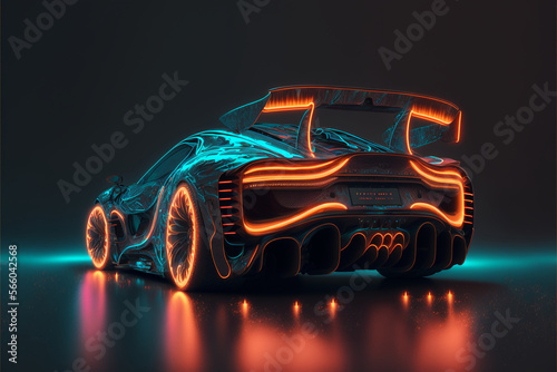 Futuristic car vivid colors vehicle illustration