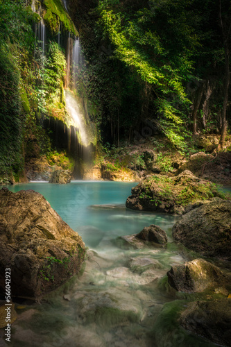 Waterfalls and rocks in a rainforest in Rizal  Philippines