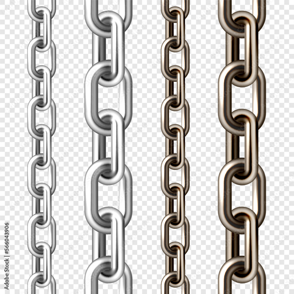 Realistic silver and brown metal chain with old rusty links. Heavy steel chain for industrial use. Vector illustration Realistic silver and brown metal chain with old rusty links. Heavy steel chain for industrial use. Vector illustration