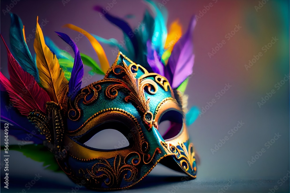 mardi Gras Multi Colored Rainbow Mask Masque for Festival Generative AI