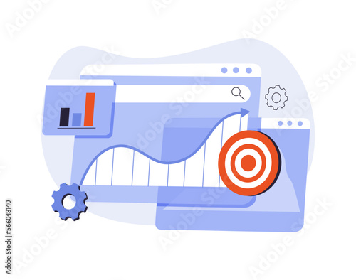 SEO optimization with browser for marketing social media concept. Interface for web analytics strategy and innovation