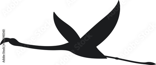 Flamingo silhouette. Isolated flamingo on white background