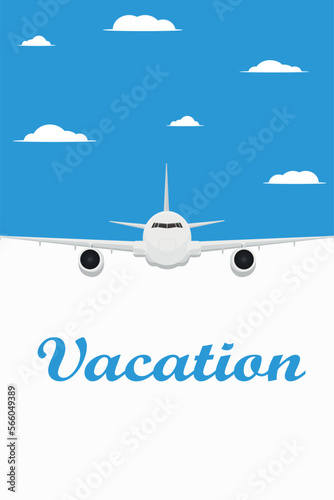 white airplane in the sky vacation banner air travel