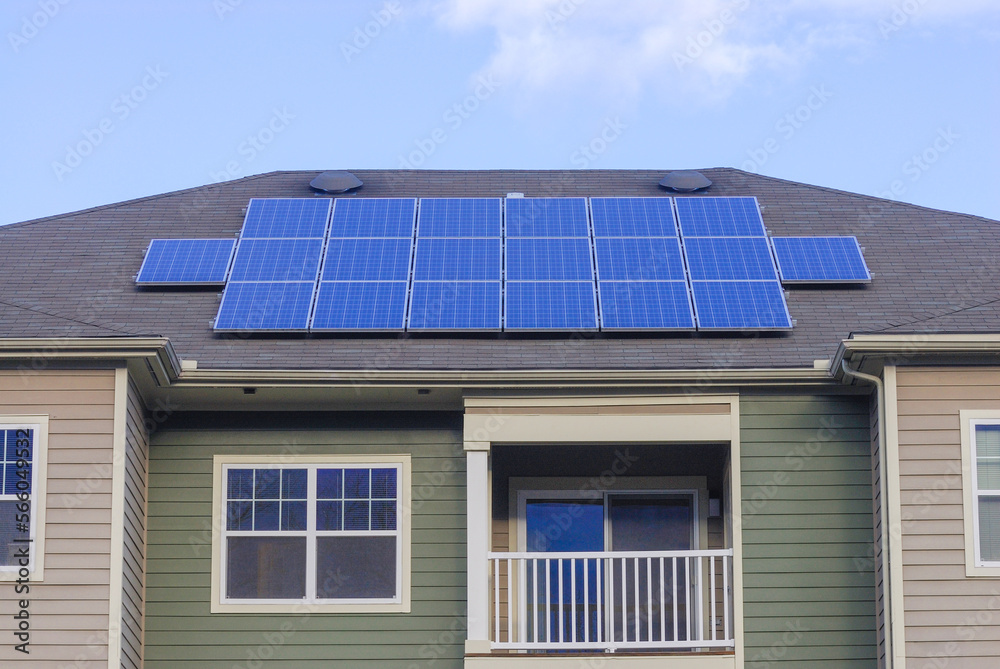 solar panel installed on the apartment roof solar panel installed on the apartment roof