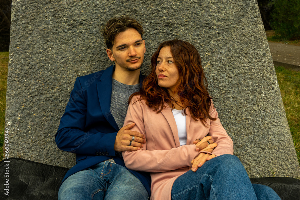 Beautiful young couple in love dating outdoors Beautiful young couple in love dating outdoors