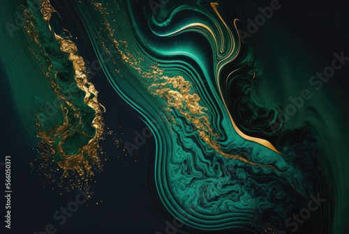 Acrylic fluid texture background green art . Generative AI