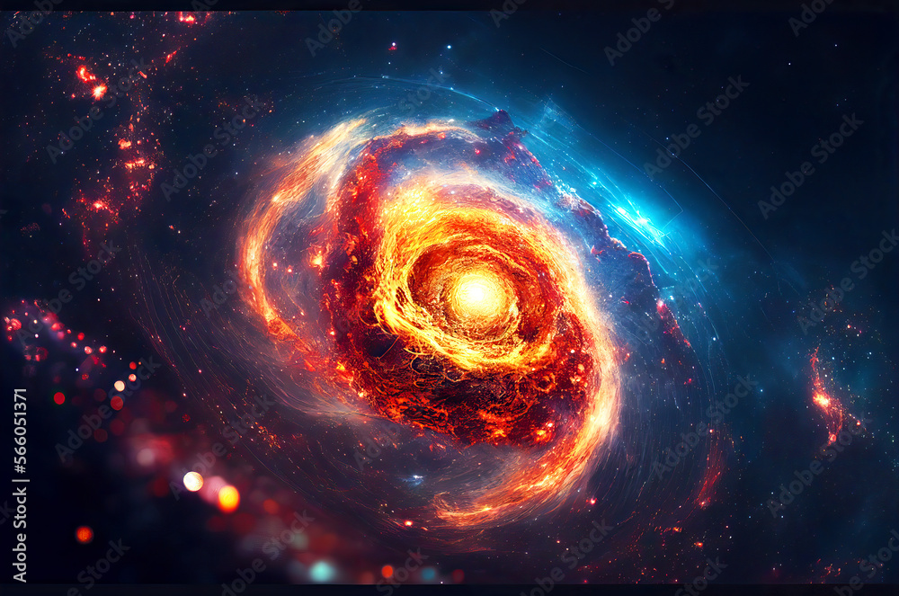 Abstract Galaxy with neon colors in the space. Generative Ai illustration Abstract Galaxy with neon colors in the space. Generative Ai illustration