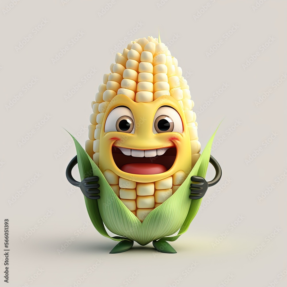 Vibrant 3d Cartoon Corn Illustration On A Sunny Yellow Background,  Vegetable Cartoon, Tomato Background, Fruits And Vegetables Background  Image And Wallpaper for Free Download