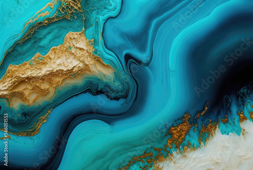 Acrylic fluid texture background blue art . Generative AI