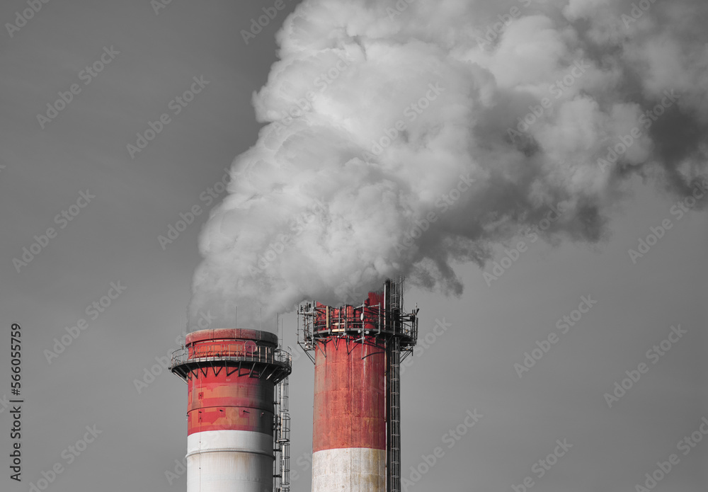 chimneys with white smoke black white red