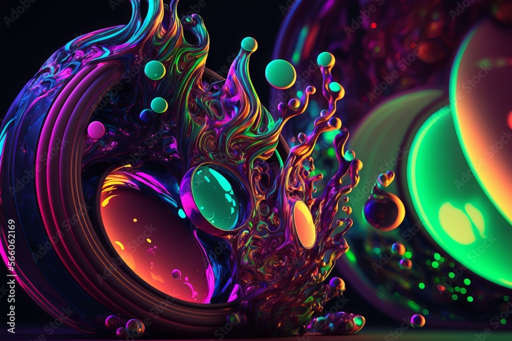 Neon Abstract Bubbles Vector Illustration from the Future in Rainbow ...