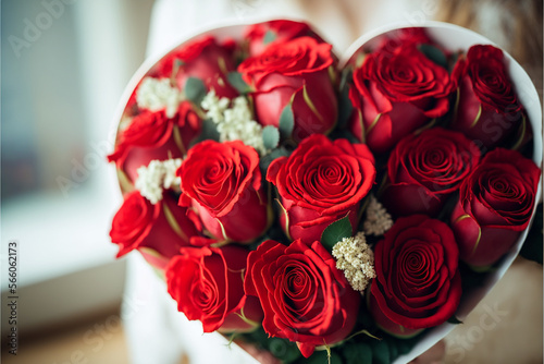 Valentines day special bouquet of red flowers photo