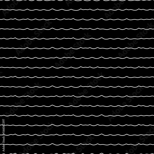 Jagged stripes seamless pattern. Curved lines ornament. Curves print. Striped background. Broken line shapes wallpaper. Linear waves motif. Wavy stripe figures. Ethnical textile print. Vector art.