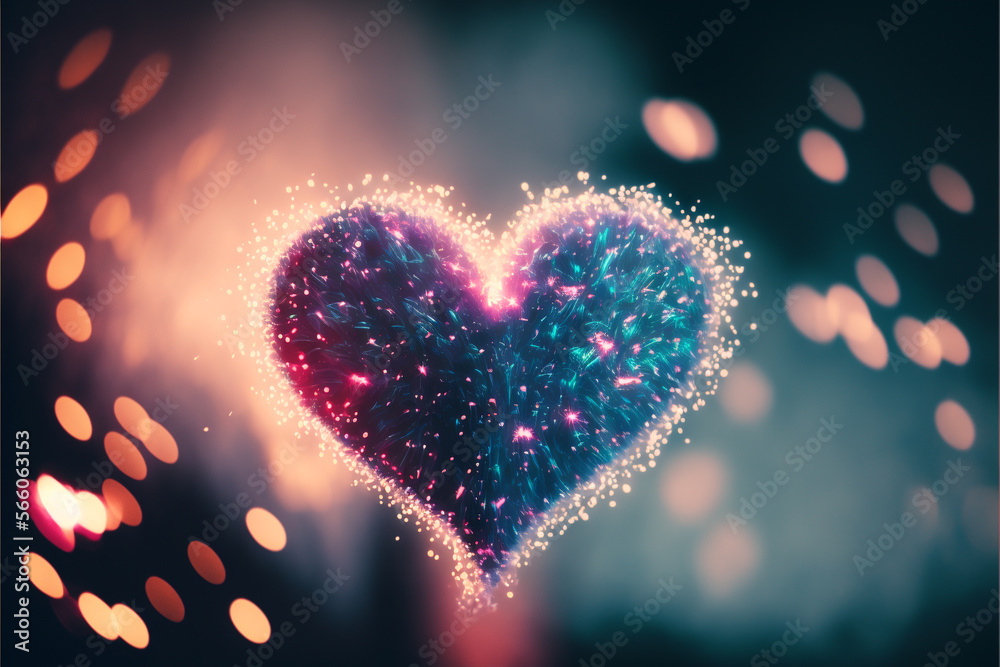 Valentines day heart shape fire works in the sky Valentines day heart shape fire works in the sky