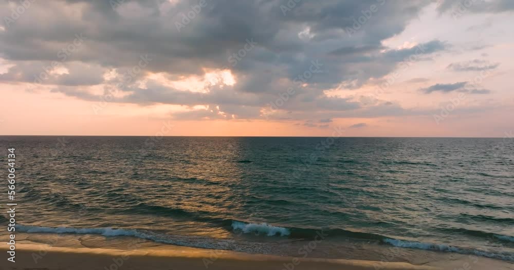 Sunset over sea horizon Cinematic scene seascape sunset Cloud sunset background Aerial high angle view, High quality footage 4K ProRes 422HQ Sunset over sea horizon Cinematic scene seascape sunset Cloud sunset background Aerial high angle view, High quality footage 4K ProRes 422HQ