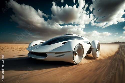 futuristic car driving off road in desert made with Generative AI