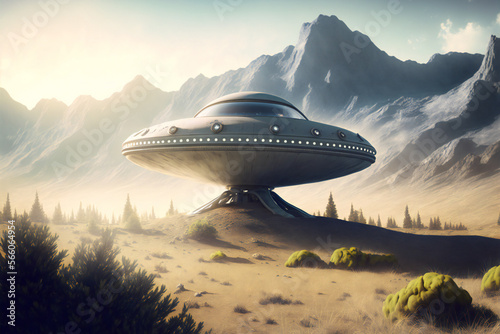 Alien Ship - Alien Abduction - Created with Generative AI technology.