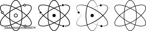 Atom icon set. Molecule symbols. PNG