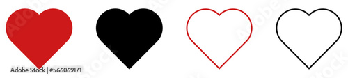 Set of heart icons. Love symbols. Vector illustration