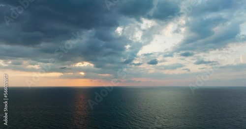 Wallpaper Mural Sunset over sea horizon Cinematic scene seascape sunset Cloud sunset background Aerial high angle view, High quality footage 4K ProRes 422HQ Torontodigital.ca