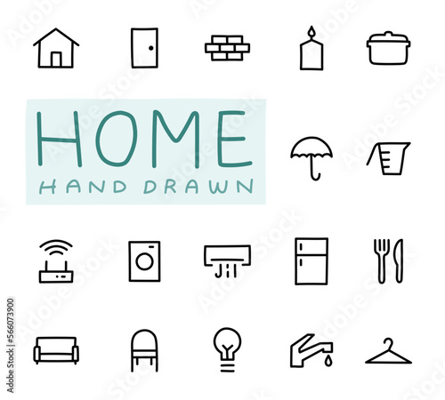 Vector Hand Drawn Outlined Home Icons Set