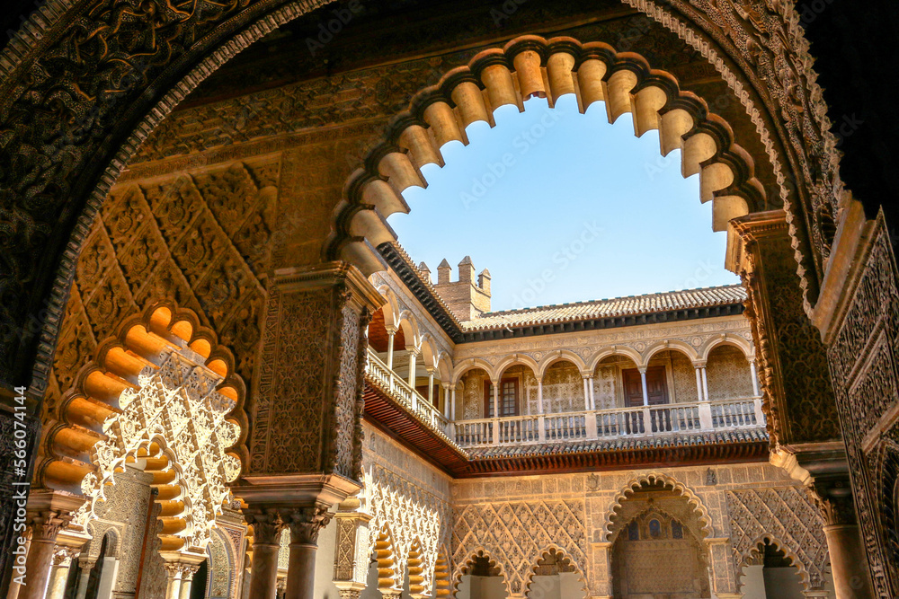 Views from Alcazar palace in the city of Seville, Spain