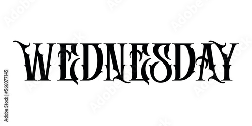 Wednesday emblem word of letters in Gothic style black font photo