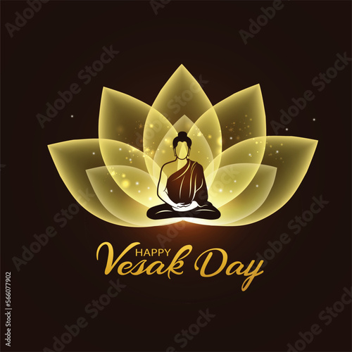 Vesak day banner with buddha meditation