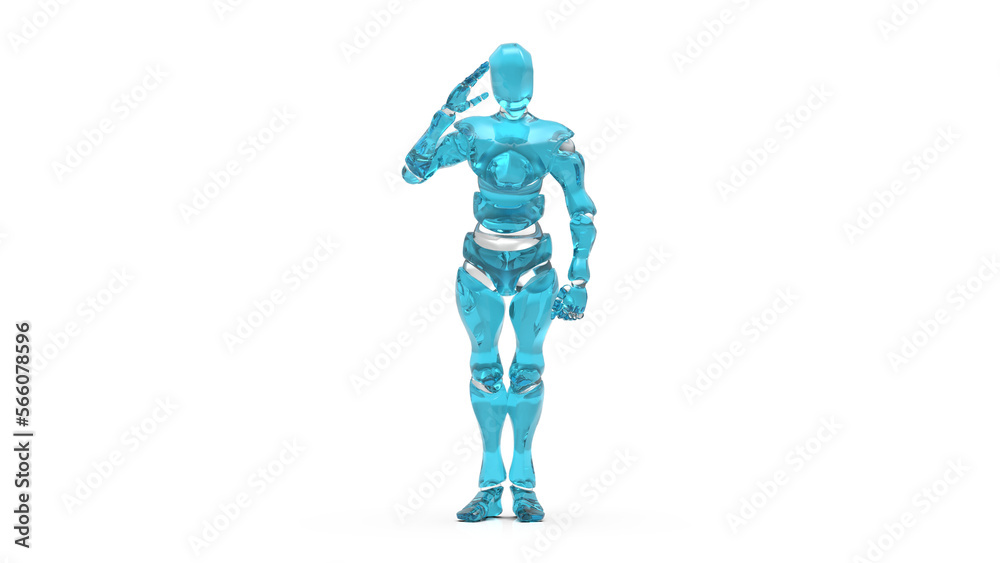 Detailed appearance of the clear blue AI robot under white background. Concept 3D CG of automatic operation, optimization and block chain. PNG file format. Detailed appearance of the clear blue AI robot under white background. Concept 3D CG of automatic operation, optimization and block chain. PNG file format.