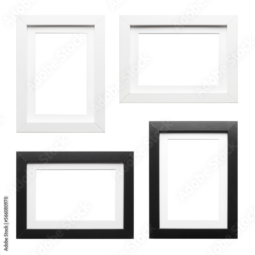 Set of white and black empty frames cut out
