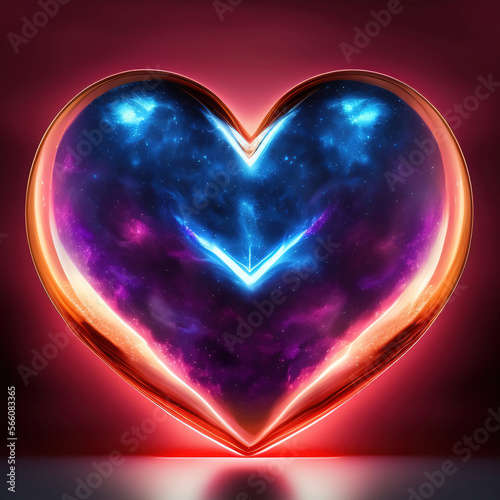 Generative AI  Shiny Glittery Heart Shape On Bokeh Backgorund. Love Concept