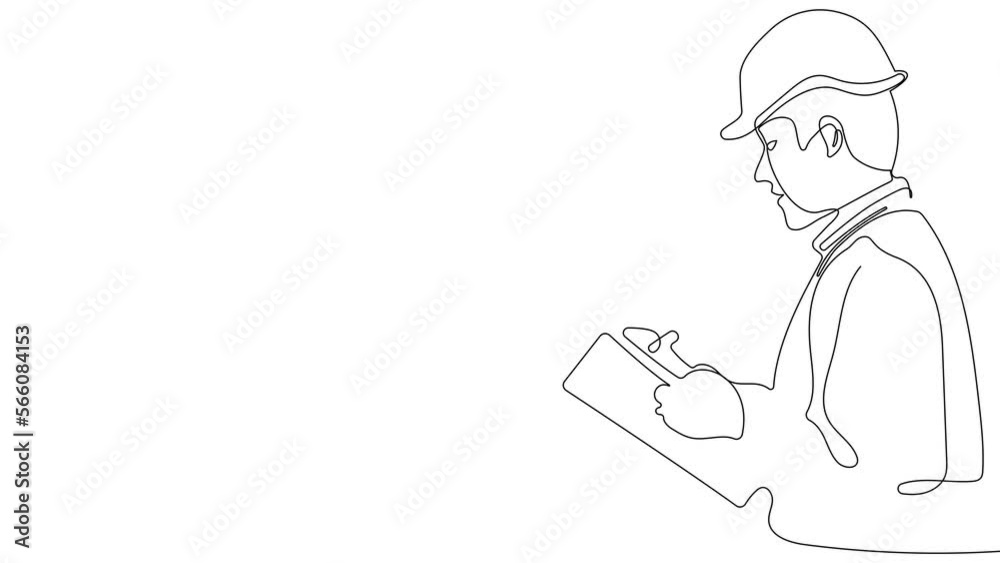 Animated drawing of continuous line draw architect meeting at construction site to talk blueprint design to team member. Building architecture concept. Single line animation. High quality 4k footage Animated drawing of continuous line draw architect meeting at construction site to talk blueprint design to team member. Building architecture concept. Single line animation. High quality 4k footage