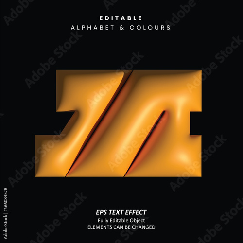 Editable Text Effect Vector of Orange Realistic 3D Alphabet Bold ballon or bubble typography for poster, brochure, advertising, display