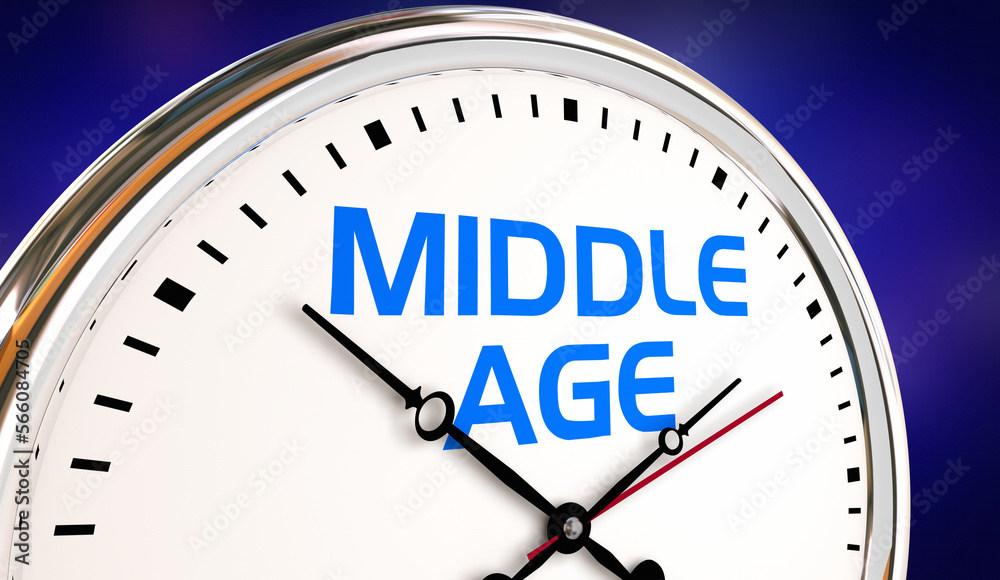 Middle Age Clock Counting Down Years Time Passing Aging 3d Illustration Middle Age Clock Counting Down Years Time Passing Aging 3d Illustration