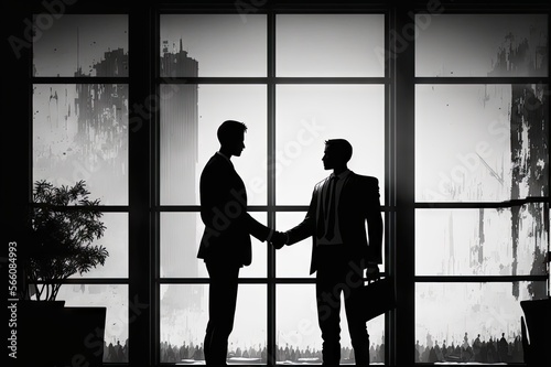 two business people shaking hands illustration