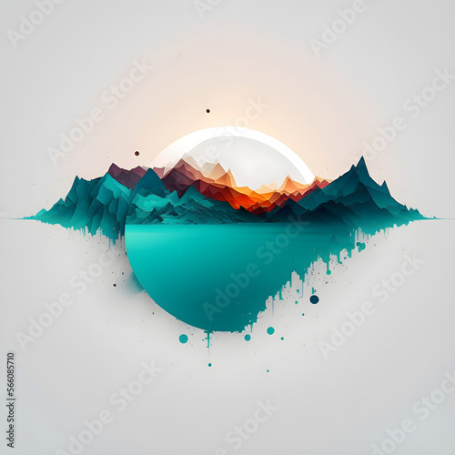 generative AI, abstract landscape colorful mountains, illustration type