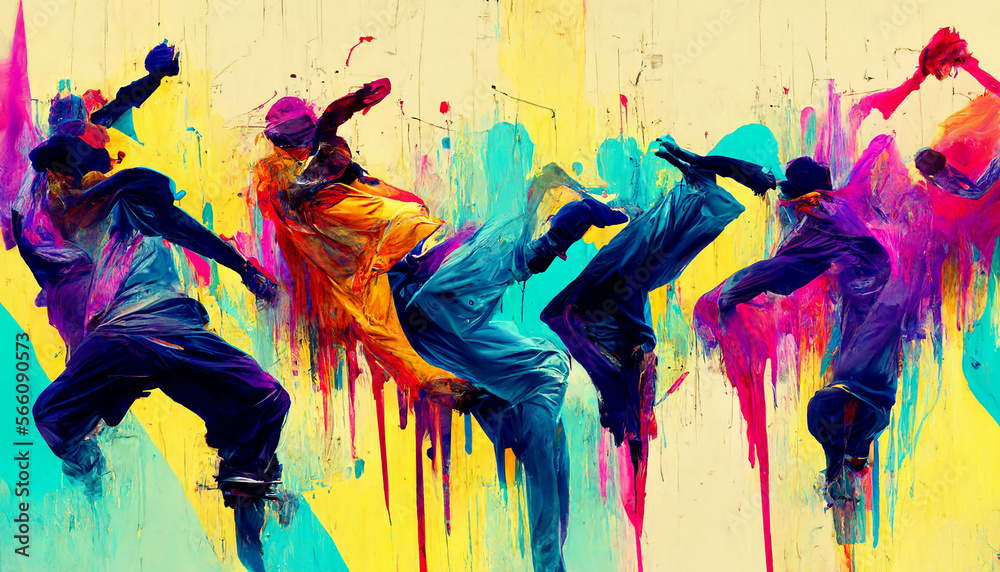 colorful art of crazy hip hop dance 8k background Stock Illustration